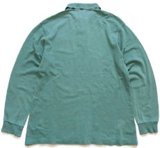 画像2: 70s フランス製 CHEMISE LACOSTE ラコステ ワンポイント コットン 鹿の子 長袖ポロシャツ 杢グリーン 5★104 (2)