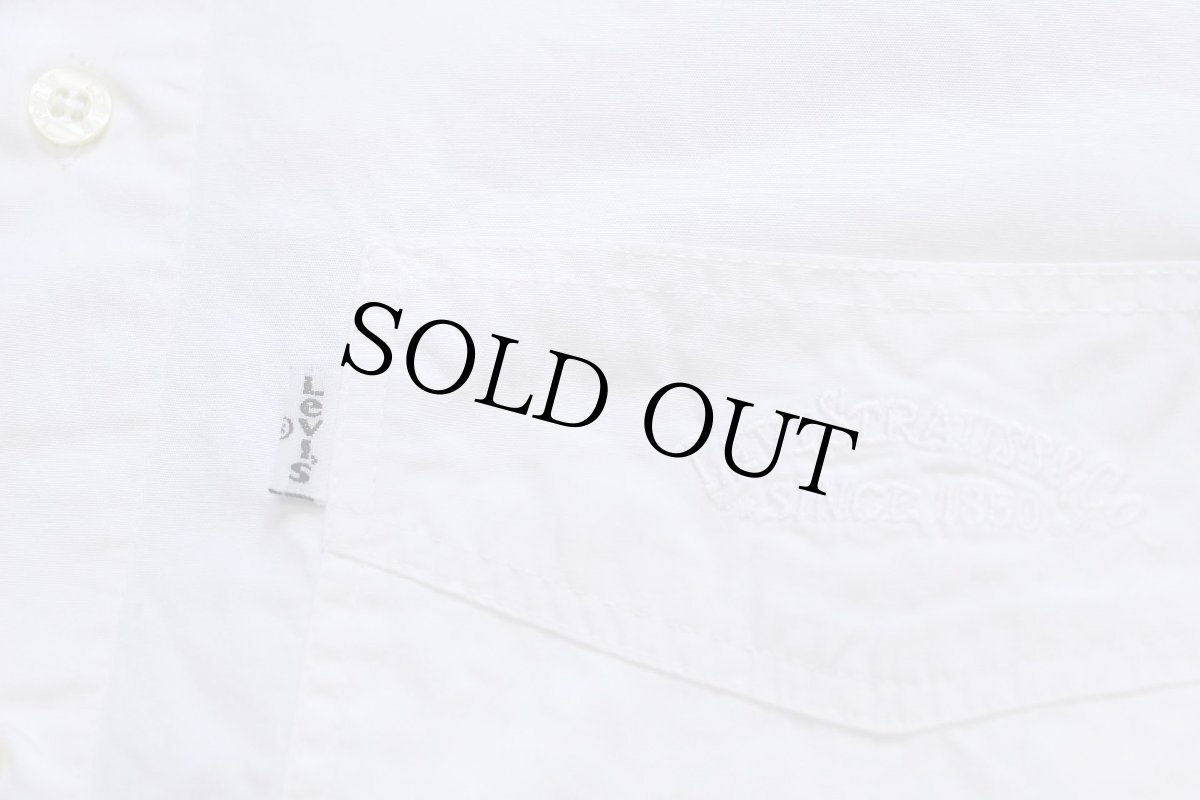 画像5: 90s イタリア製 Levi'sリーバイス ロゴ刺繍 ボタンダウン コットンシャツ 白 S★ユーロ (5)