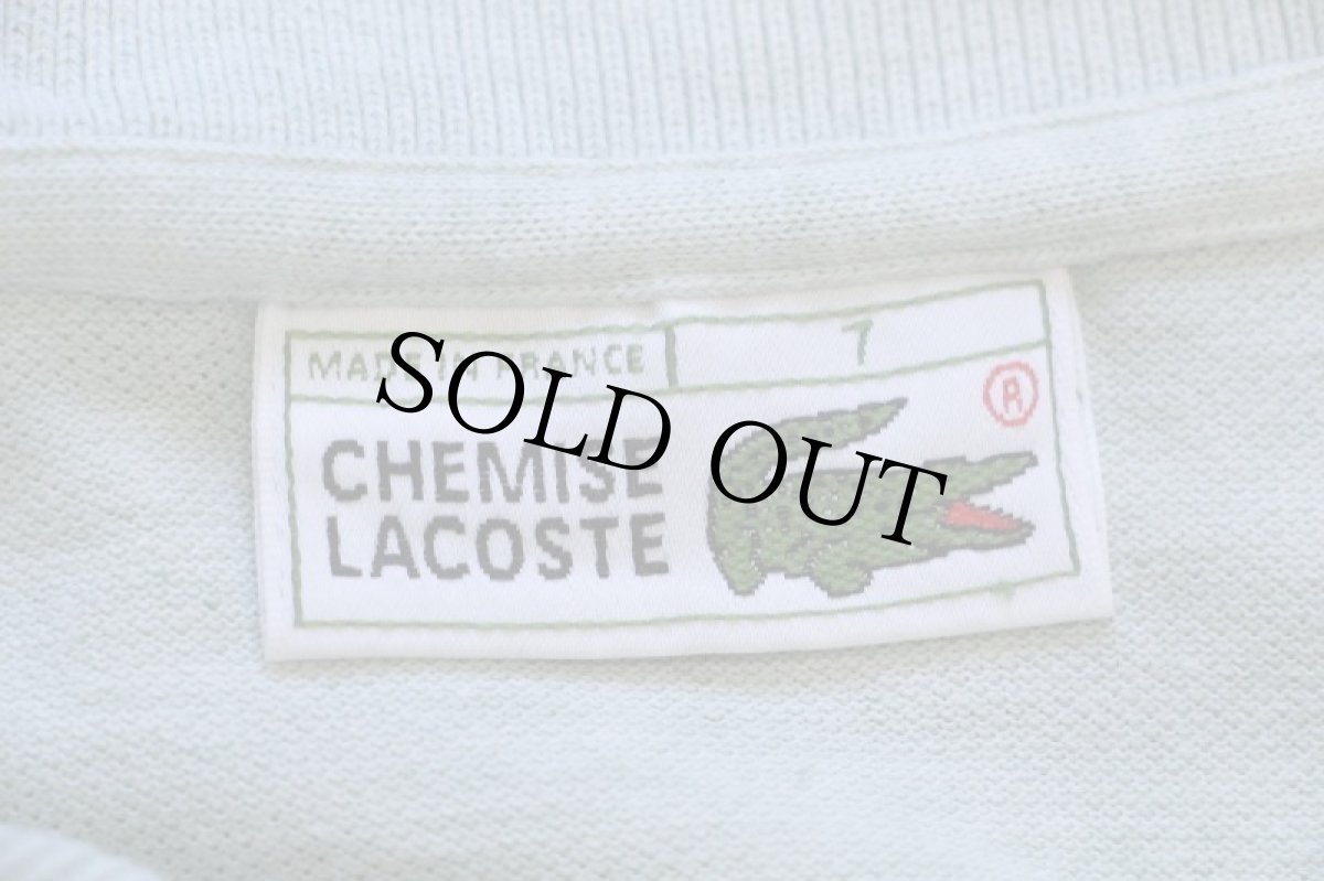 画像4: 70s フランス製 CHEMISE LACOSTE ラコステ ワンポイント コットン 鹿の子 長袖ポロシャツ 杢ライトグリーン 7 (4)