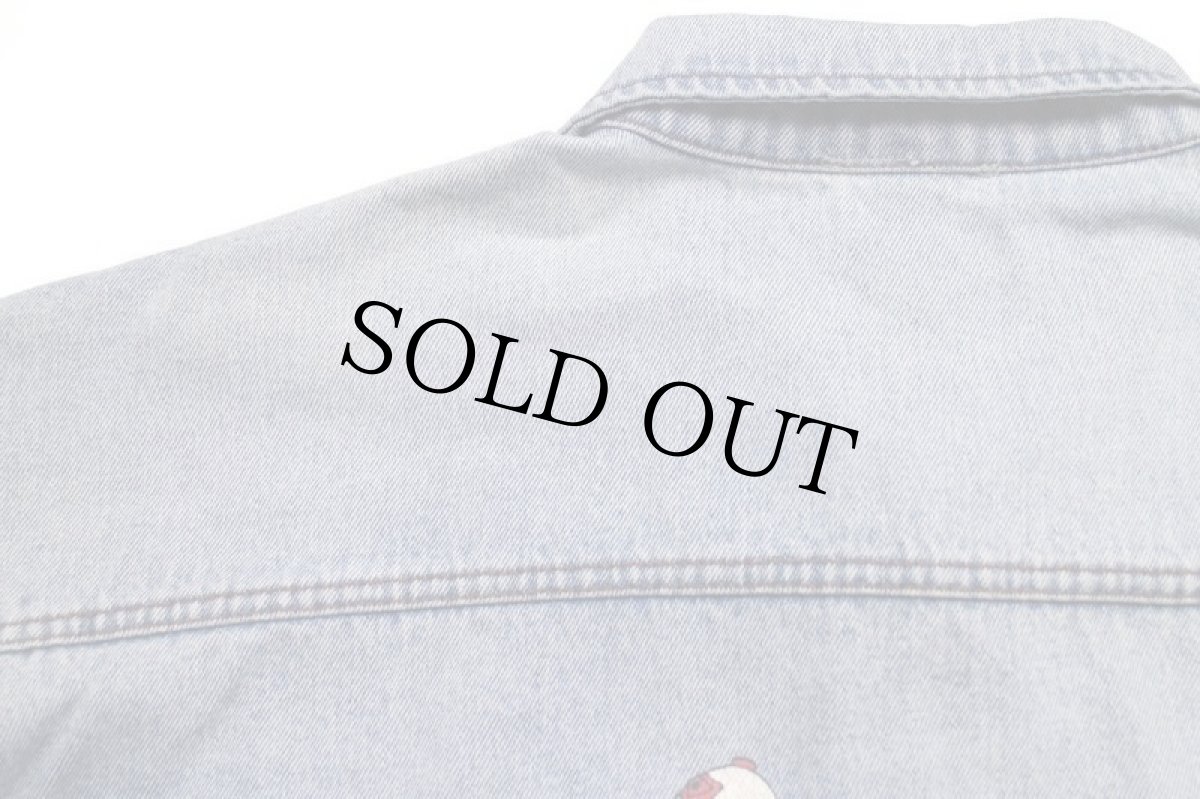 画像6: 90s LOONEY TUNES ダフィーダック シルベスター トゥイーティー パッチ付き デニムジャケット 4ポケット XL (6)