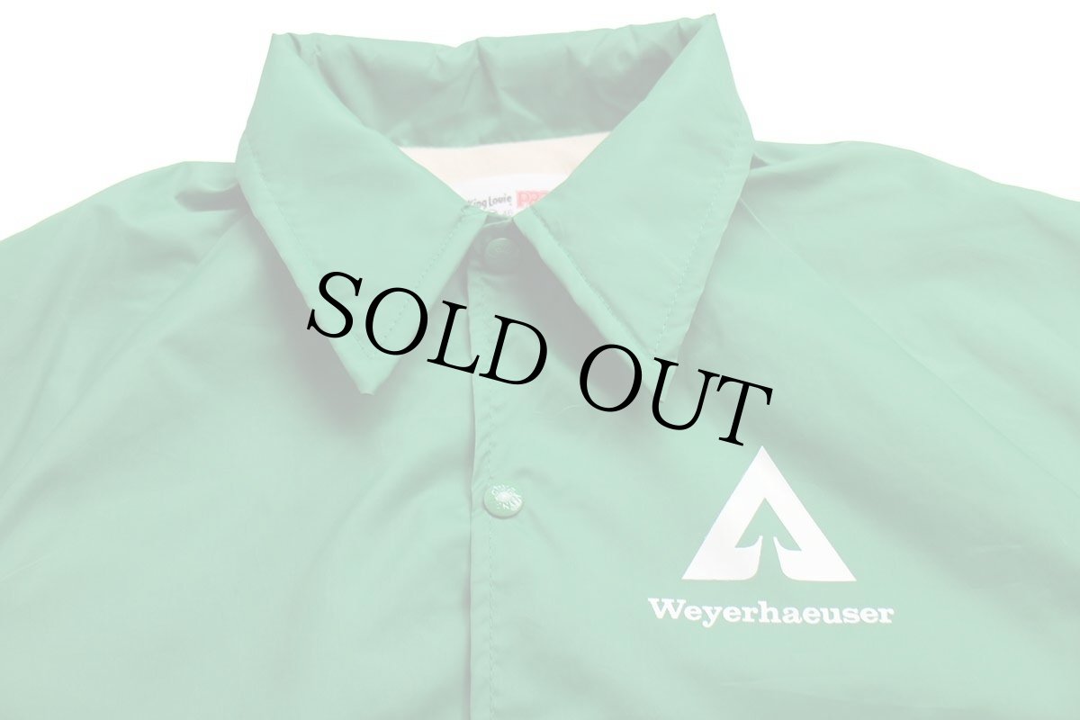 画像3: 80s USA製 King Louieキングルイ Weyerhaeuser ロゴ ナイロン コーチジャケット 緑 L (3)