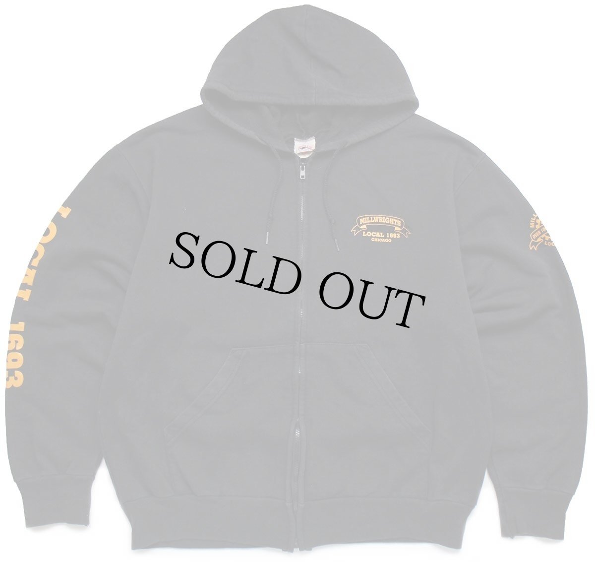 画像2: 90s USA製 Union Line MILLWRIGHTS LOCAL 1693 CHICAGO スウェット ジップパーカー 黒 XL (2)