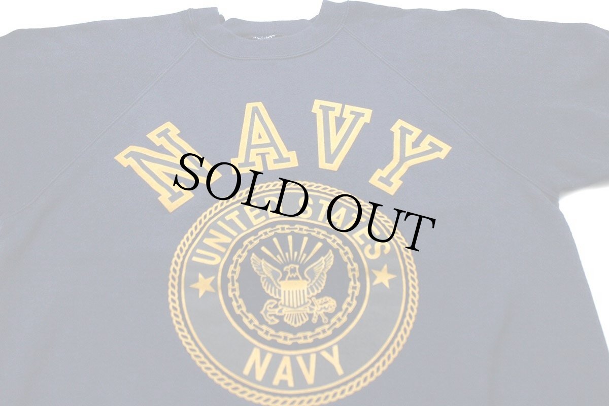 画像3: 80s USA製 米軍 U.S.NAVY ロゴ 両面リフレクタープリント スウェット 紺 M (3)