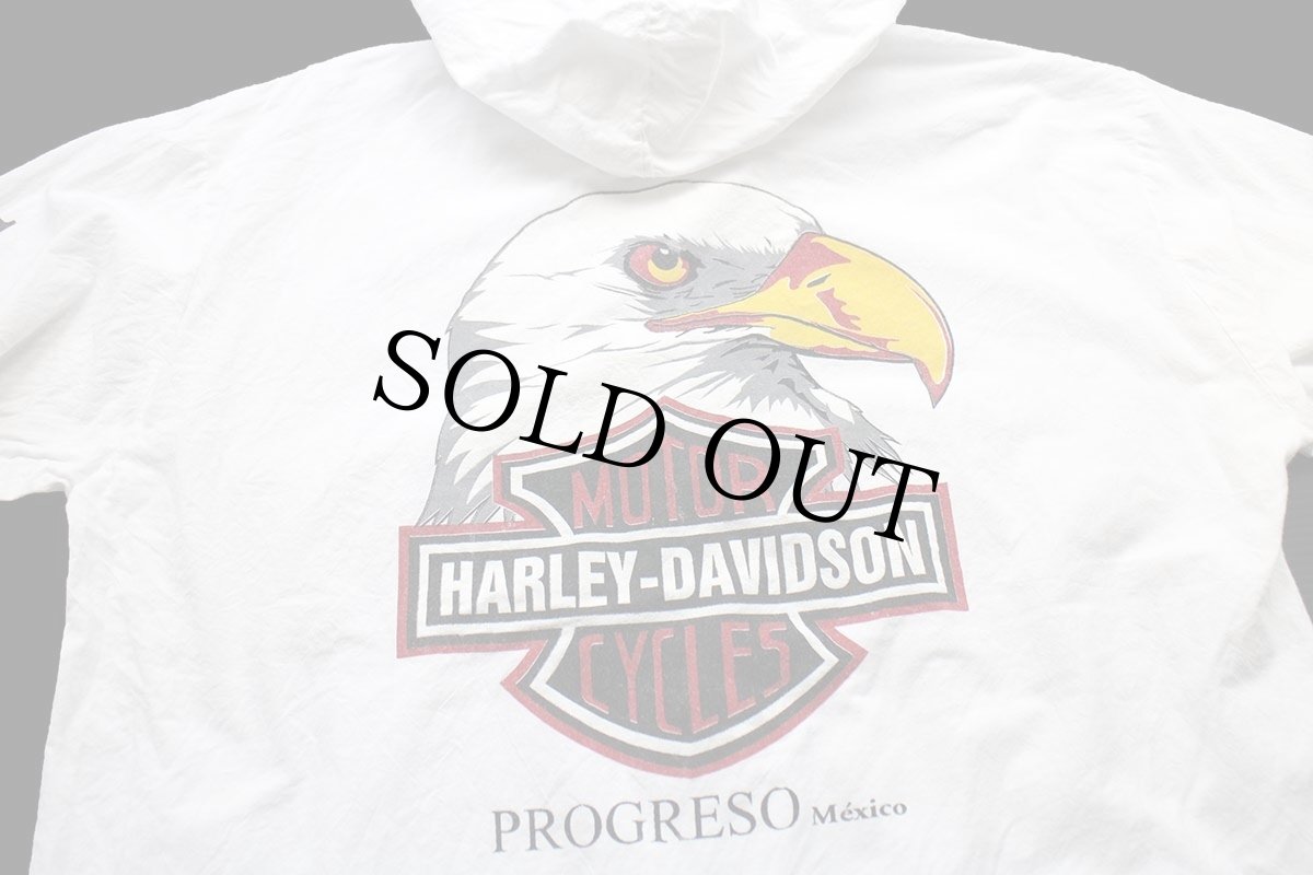 画像4: メキシコ製 HARLEY-DAVIDSON ハーレー ダビッドソン ロゴ イーグル PROGRESO MEXICO コットンパーカー 白 M (4)