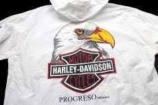 画像4: メキシコ製 HARLEY-DAVIDSON ハーレー ダビッドソン ロゴ イーグル PROGRESO MEXICO コットンパーカー 白 M (4)