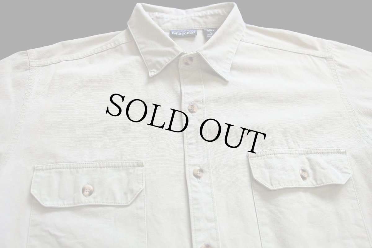 画像3: 90s patagoniaパタゴニア コットン キャンバス シャツ グリーングレー フェード L (3)