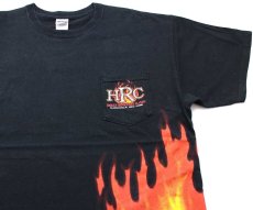 画像1: 00s HARLEY RENDEZVOUS CLASSIC フレイムス コットン ポケットTシャツ 黒 XL (1)