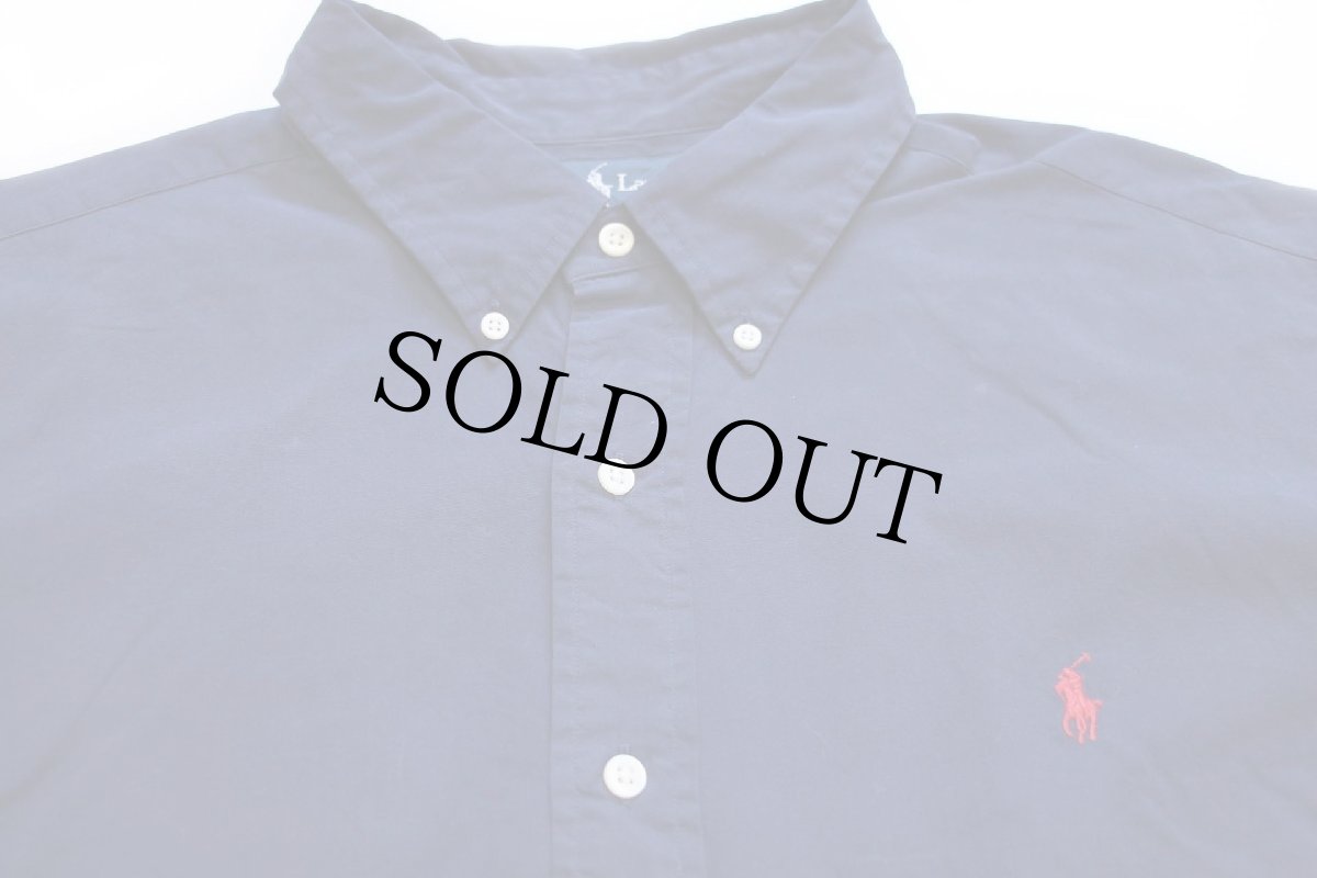 画像3: 00s ラルフローレン ワンポイント ボタンダウン コットンシャツ 紺 XL (3)