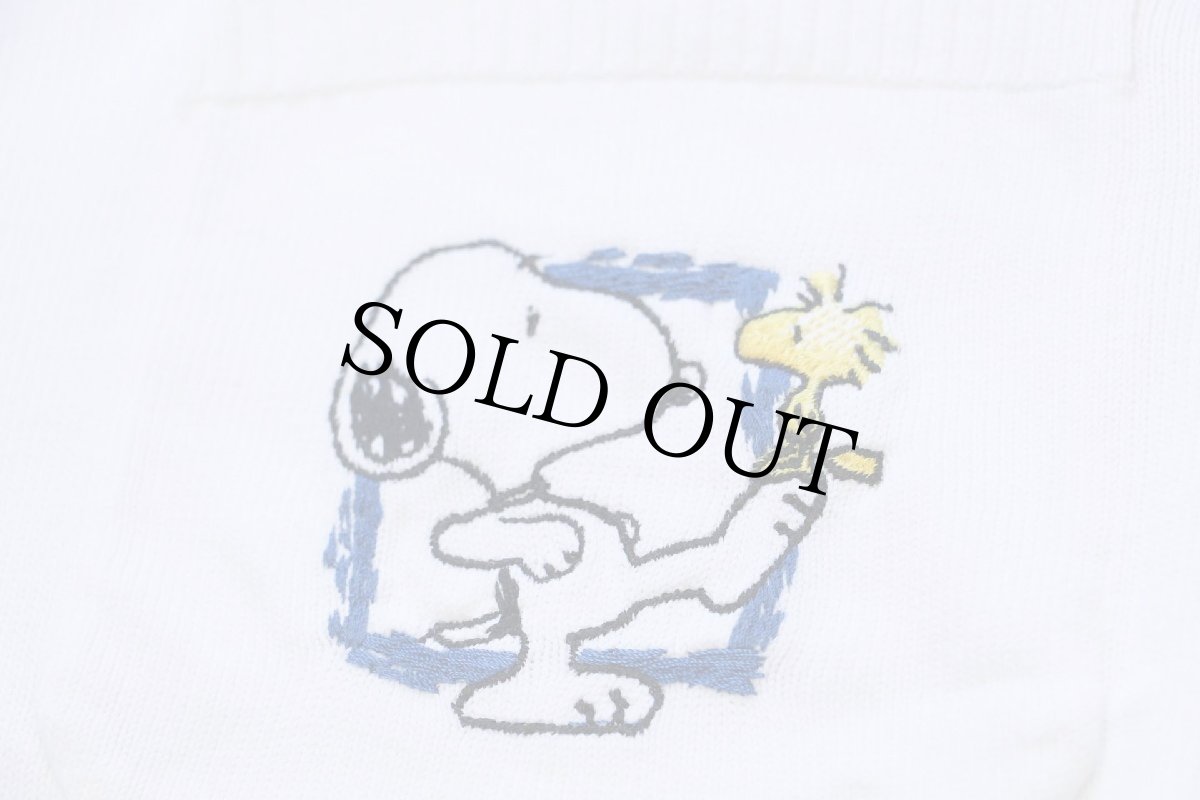 画像4: イタリア製 ICEBERG スヌーピー ウッドストック 刺繍 コットンニット ポロシャツ 白 (4)