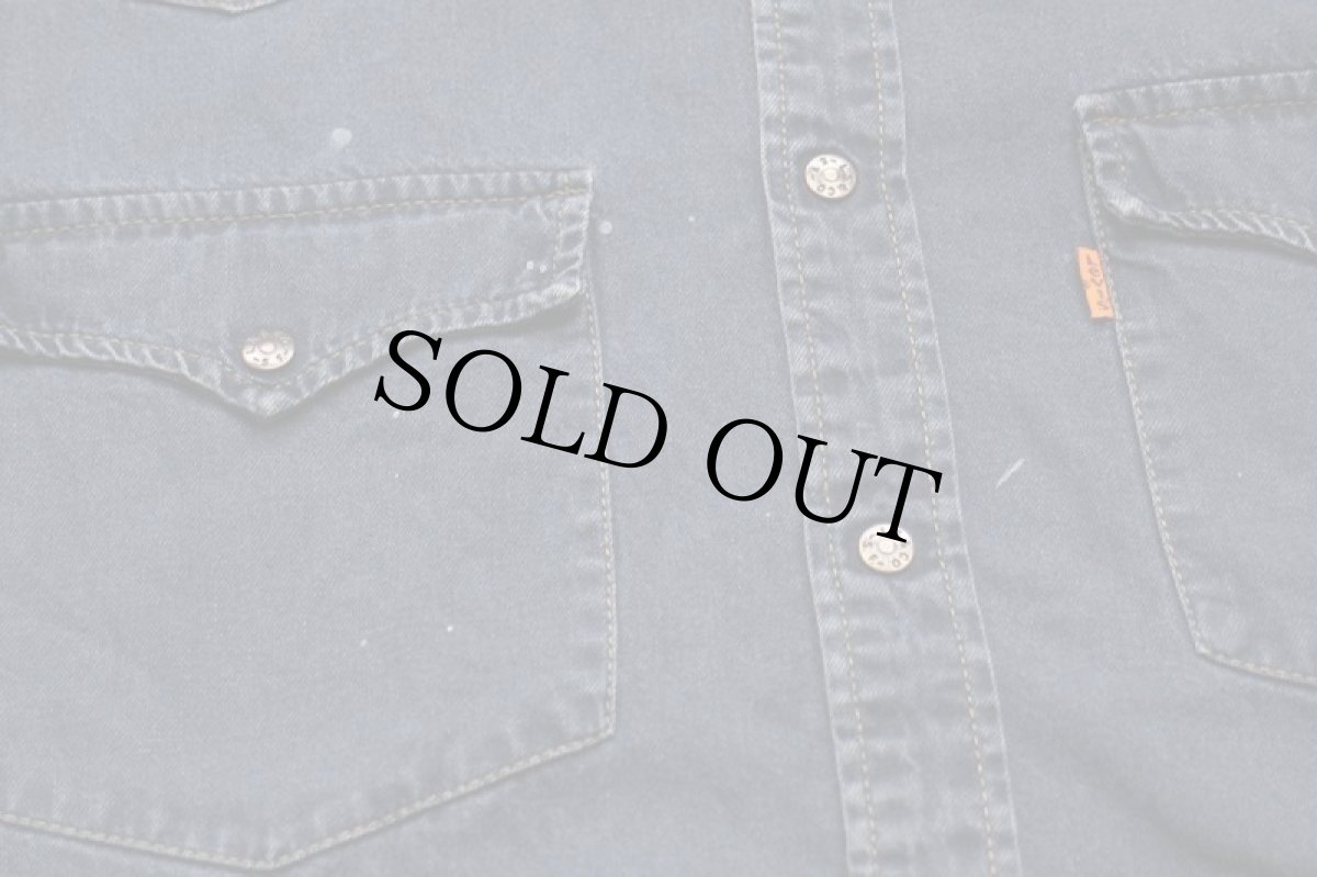 画像8: 90s Levi'sリーバイス ペンキ飛び カラーデニム ウエスタンシャツ 後染め 紺 M★ユーロ (8)