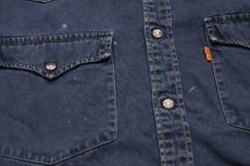 画像8: 90s Levi'sリーバイス ペンキ飛び カラーデニム ウエスタンシャツ 後染め 紺 M★ユーロ (8)