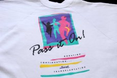 画像3: 80s USA製 Pass it On! 蛍光プリント アート スウェット 白 XL (3)