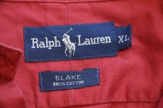 画像4: 90s ラルフローレン BLAKE ワンポイント ボタンダウン コットンシャツ カーマイン XL (4)