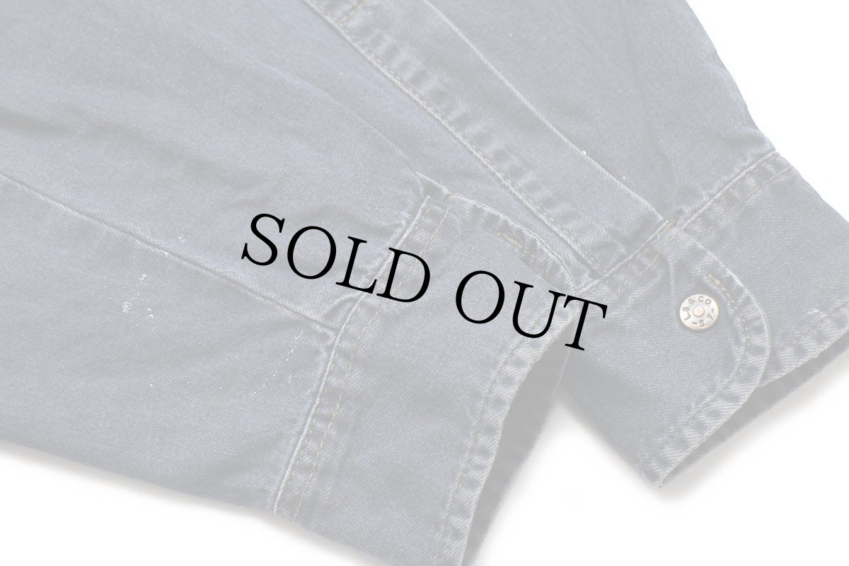 画像7: 90s Levi'sリーバイス ペンキ飛び カラーデニム ウエスタンシャツ 後染め 紺 M★ユーロ (7)