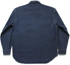 画像2: 90s Levi'sリーバイス ペンキ飛び カラーデニム ウエスタンシャツ 後染め 紺 M★ユーロ (2)