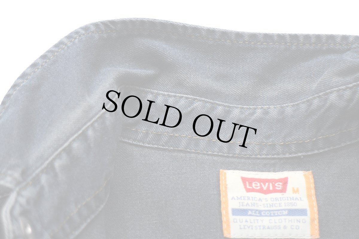 画像9: 90s Levi'sリーバイス ペンキ飛び カラーデニム ウエスタンシャツ 後染め 紺 M★ユーロ (9)
