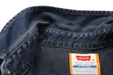 画像9: 90s Levi'sリーバイス ペンキ飛び カラーデニム ウエスタンシャツ 後染め 紺 M★ユーロ (9)