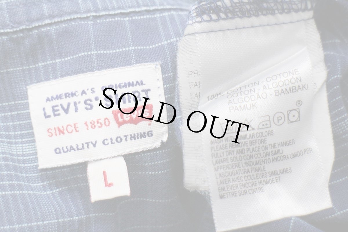 画像4: 90s Levi'sリーバイス チェック コットンシャツ 紺 L★ユーロ (4)