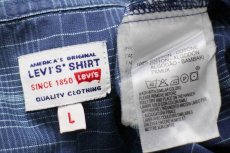 画像4: 90s Levi'sリーバイス チェック コットンシャツ 紺 L★ユーロ (4)