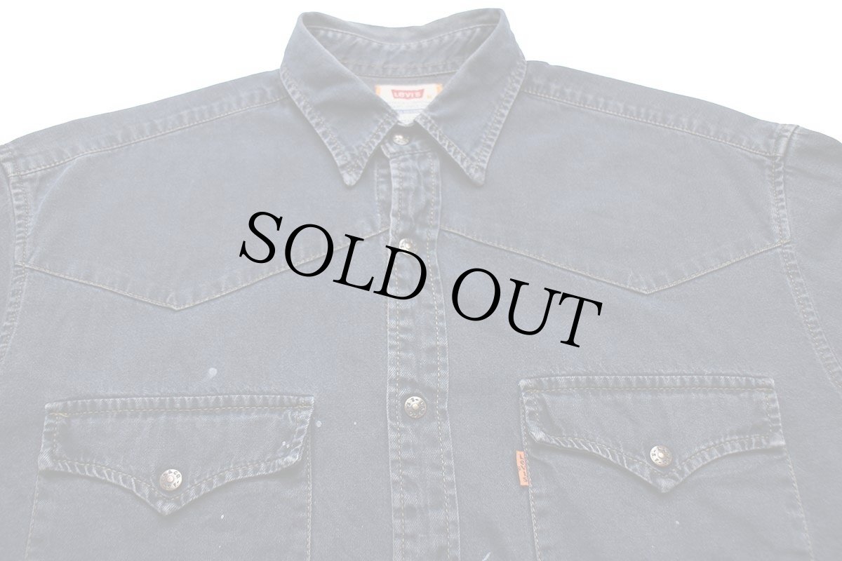 画像3: 90s Levi'sリーバイス ペンキ飛び カラーデニム ウエスタンシャツ 後染め 紺 M★ユーロ (3)
