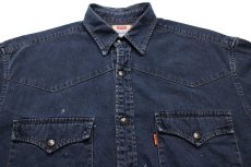 画像3: 90s Levi'sリーバイス ペンキ飛び カラーデニム ウエスタンシャツ 後染め 紺 M★ユーロ (3)