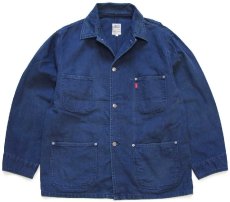 画像1: Ober ORIGINAL JEANS ダック地 カバーオール 紺 M (1)