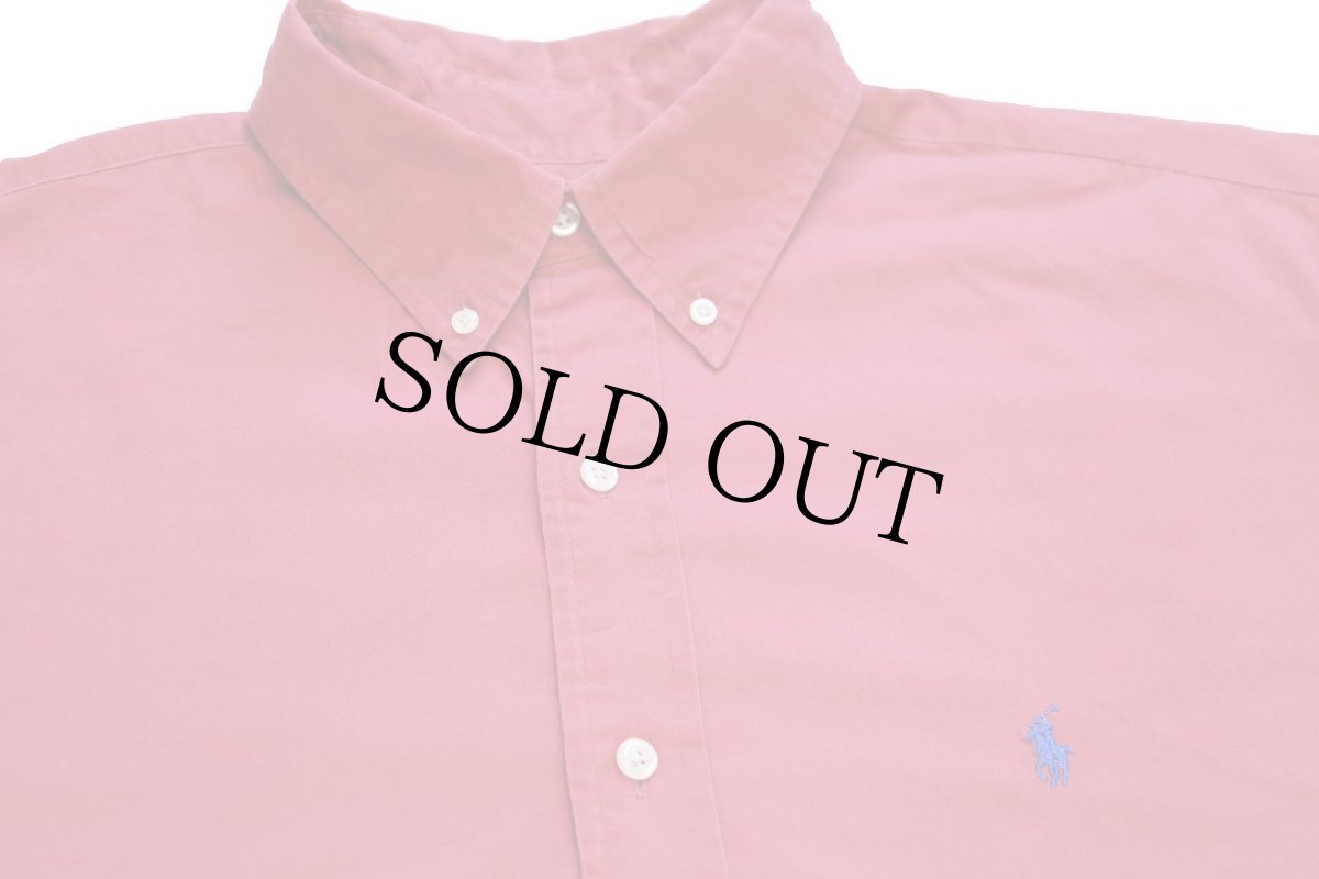 画像3: 90s ラルフローレン BLAKE ワンポイント ボタンダウン コットンシャツ カーマイン XL (3)