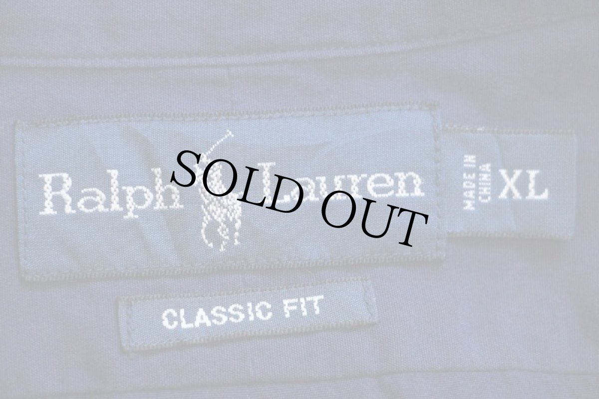 画像4: 00s ラルフローレン ワンポイント ボタンダウン コットンシャツ 紺 XL (4)