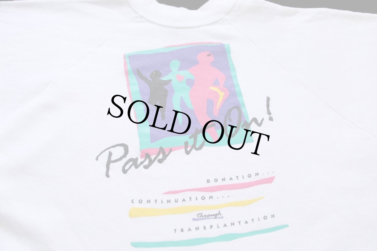 画像3: 80s USA製 Pass it On! 蛍光プリント アート スウェット 白 XXL★特大 (3)