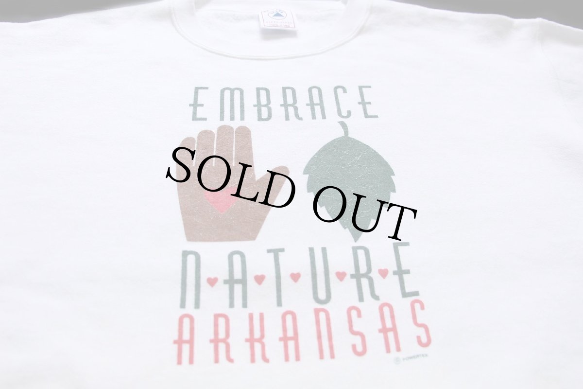 画像3: 90s USA製 EMBRACE NATURE ARKANSAS ハンド リーフ ハート イラスト スウェット 白 XL (3)