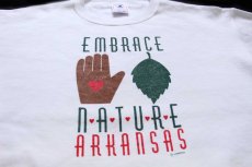 画像3: 90s USA製 EMBRACE NATURE ARKANSAS ハンド リーフ ハート イラスト スウェット 白 XL (3)