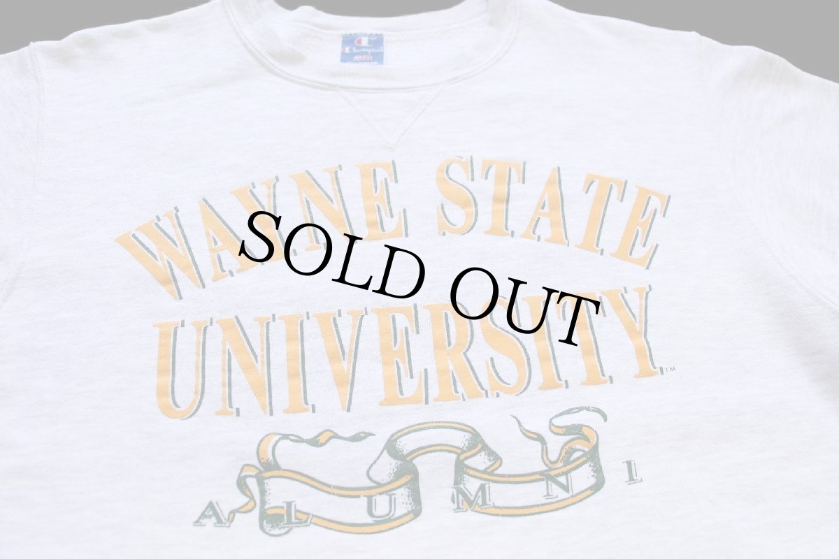 画像3: 90s USA製 Championチャンピオン WAYNE STATE UNIVERSITY 前V スウェット 杢ライトグレー L (3)