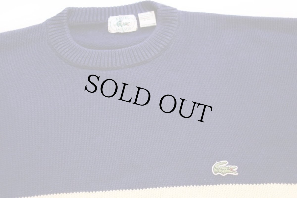 画像3: 80s IZOD LACOSTE ラコステ マルチカラー コットンニット セーター 紺×クリーム×赤 XL (3)