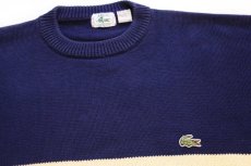 画像3: 80s IZOD LACOSTE ラコステ マルチカラー コットンニット セーター 紺×クリーム×赤 XL (3)