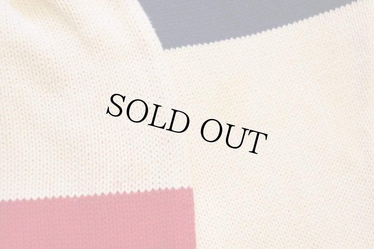 画像5: 80s IZOD LACOSTE ラコステ マルチカラー コットンニット セーター 紺×クリーム×赤 XL (5)