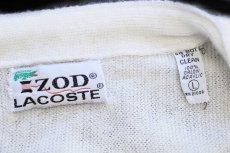 画像4: 70s IZOD LACOSTE ラコステ ワンポイント パール編み アクリルニット カーディガン 白 L (4)