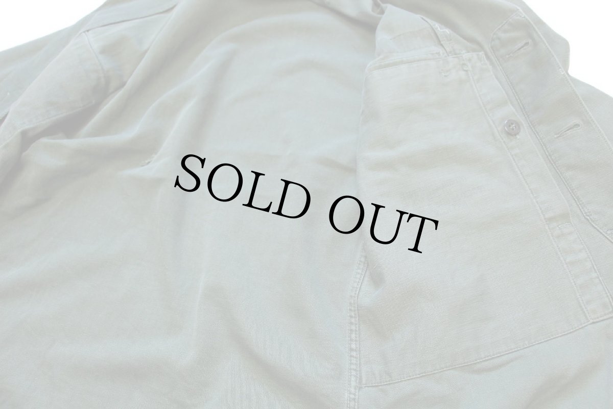 画像6: 50s 米軍 USMC U.S.NAVY P-58 SEABEES コットンサテン ユーティリティシャツ ボロ オリーブグリーン (6)