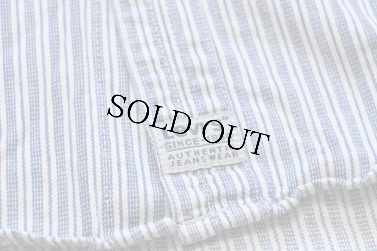 画像6: 90s Levi'sリーバイス 織り柄 ランダムストライプ コットンシャツ (6)