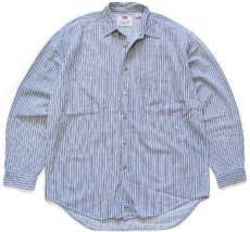 画像1: 90s Levi'sリーバイス 織り柄 ランダムストライプ コットンシャツ (1)