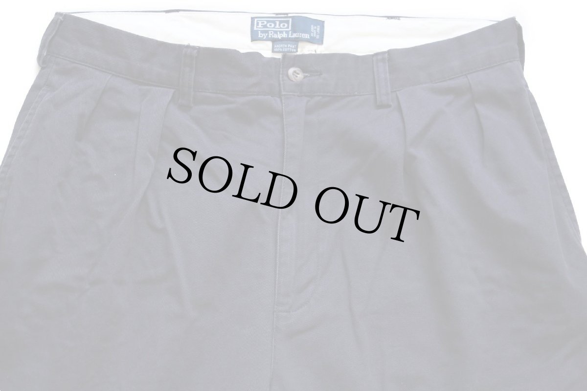 画像4: 00s ポロ ラルフローレン ANDREW PANT ツータック コットン チノパン ナス紺 w34 L32★231 (4)