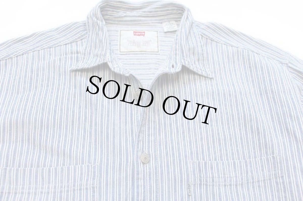 画像3: 90s Levi'sリーバイス 織り柄 ランダムストライプ コットンシャツ (3)