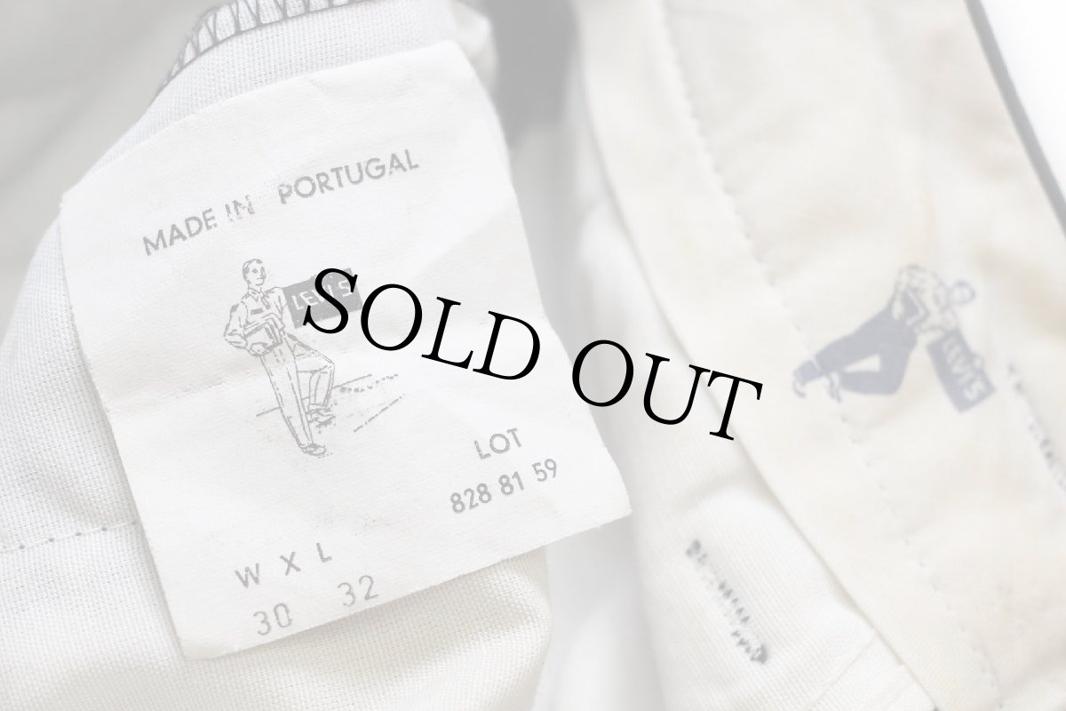 画像6: 80s ポルトガル製 LEVI'Sリーバイス ツータック コットン チノパン カスタム 黒 w30 L32★ユーロ (6)