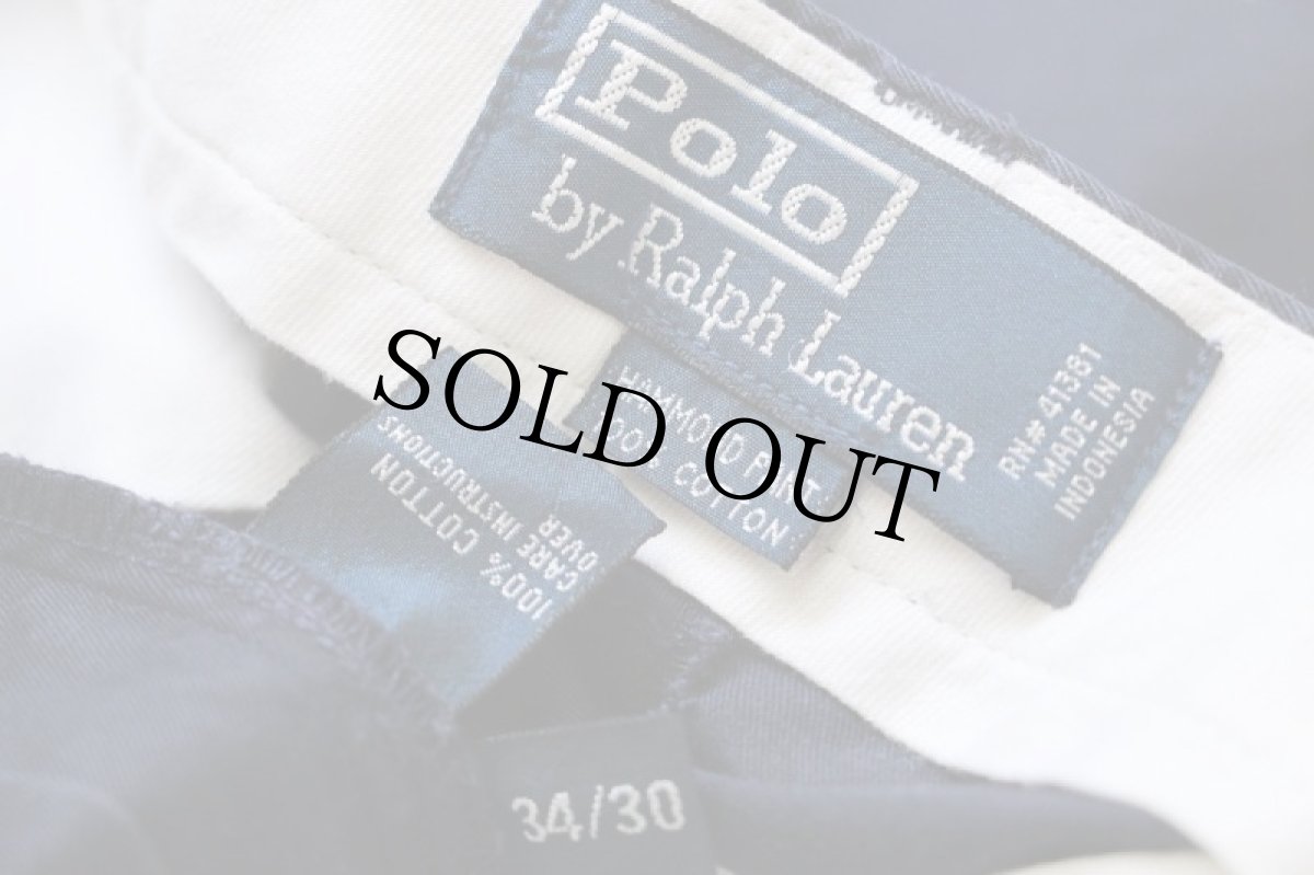 画像6: 00s ポロ ラルフローレン HAMMOND PANT ツータック コットン チノパン 紺 w34 L30★229 (6)