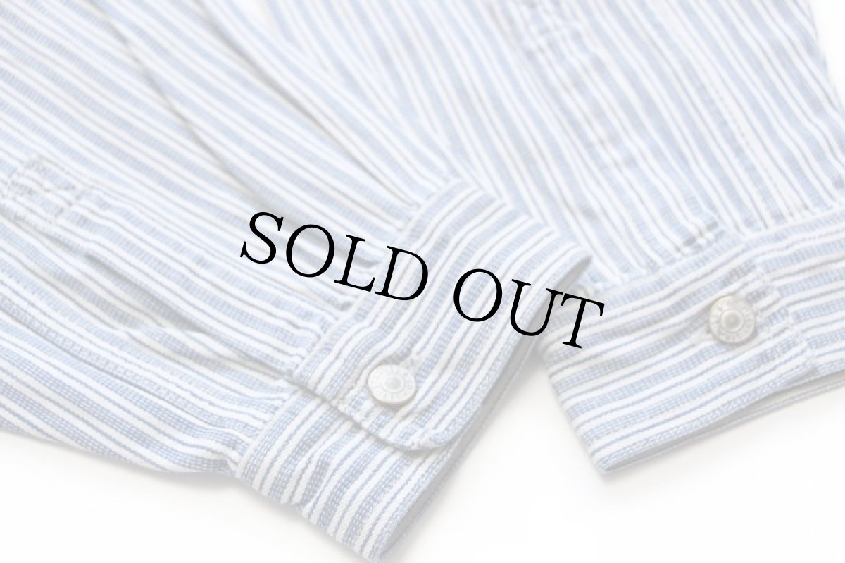 画像7: 90s Levi'sリーバイス 織り柄 ランダムストライプ コットンシャツ (7)