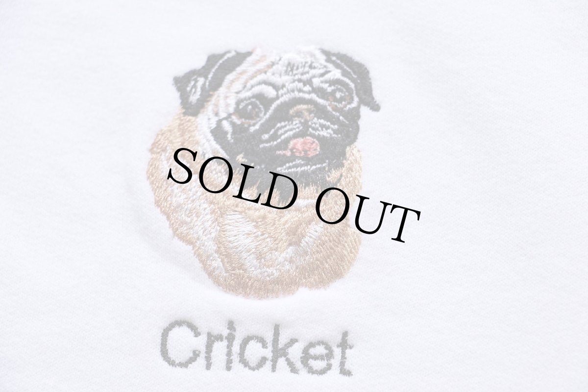 画像4: 00s パグ ドッグ Cricket 刺繍 スウェット 白 XL (4)