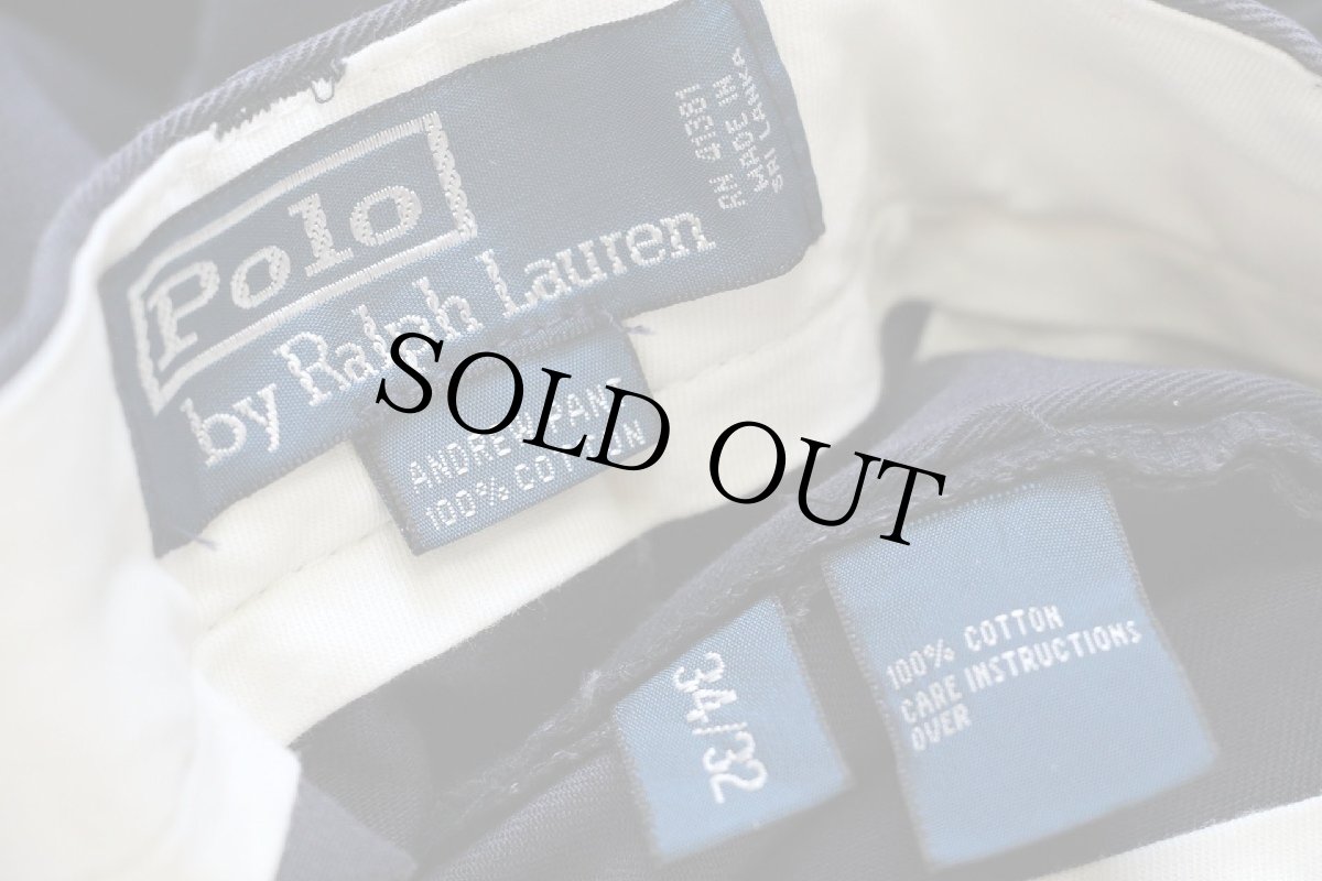 画像6: 00s ポロ ラルフローレン ANDREW PANT ツータック コットン チノパン ナス紺 w34 L32★231 (6)