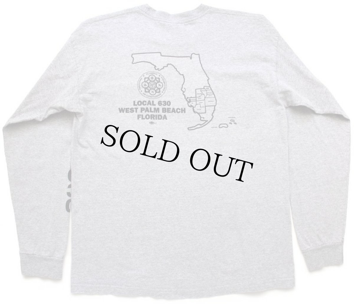 画像1: USA製 BAYSIDE LOCAL 630 WEST PALM BEACH FLORIDA 長袖 ポケットTシャツ 杢グレー XL (1)
