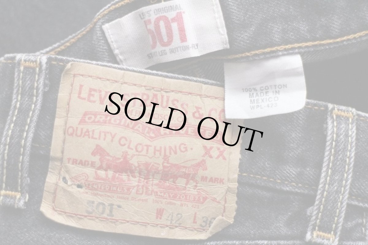 画像6: 00s メキシコ製 Levi'sリーバイス 501 ペンキ飛び 先染め ブラック デニムパンツ w42 L30★SDP2619 (6)