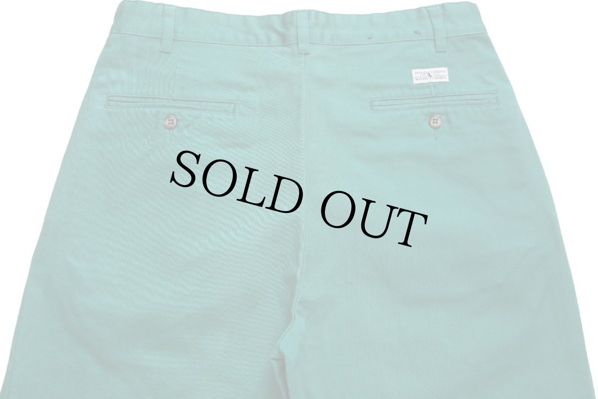 画像5: 90s ポルトガル製 ポロ ラルフローレン ANDREW PANT ツータック コットン チノパン 緑 W31 L32 (5)