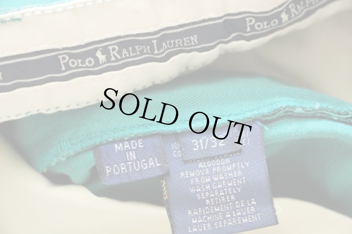 画像6: 90s ポルトガル製 ポロ ラルフローレン ANDREW PANT ツータック コットン チノパン 緑 W31 L32 (6)